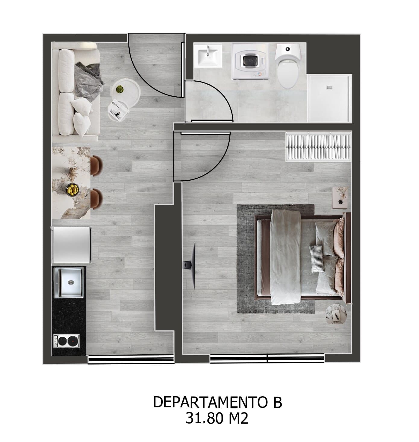 Plano estándar del Garzonier B de Torre Lexaria